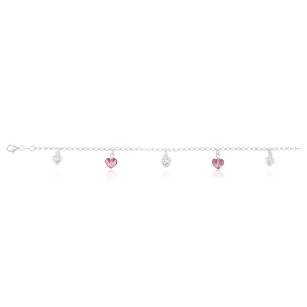 Sterling Silver Fancy Heart 19cm Bracelet - Image 2