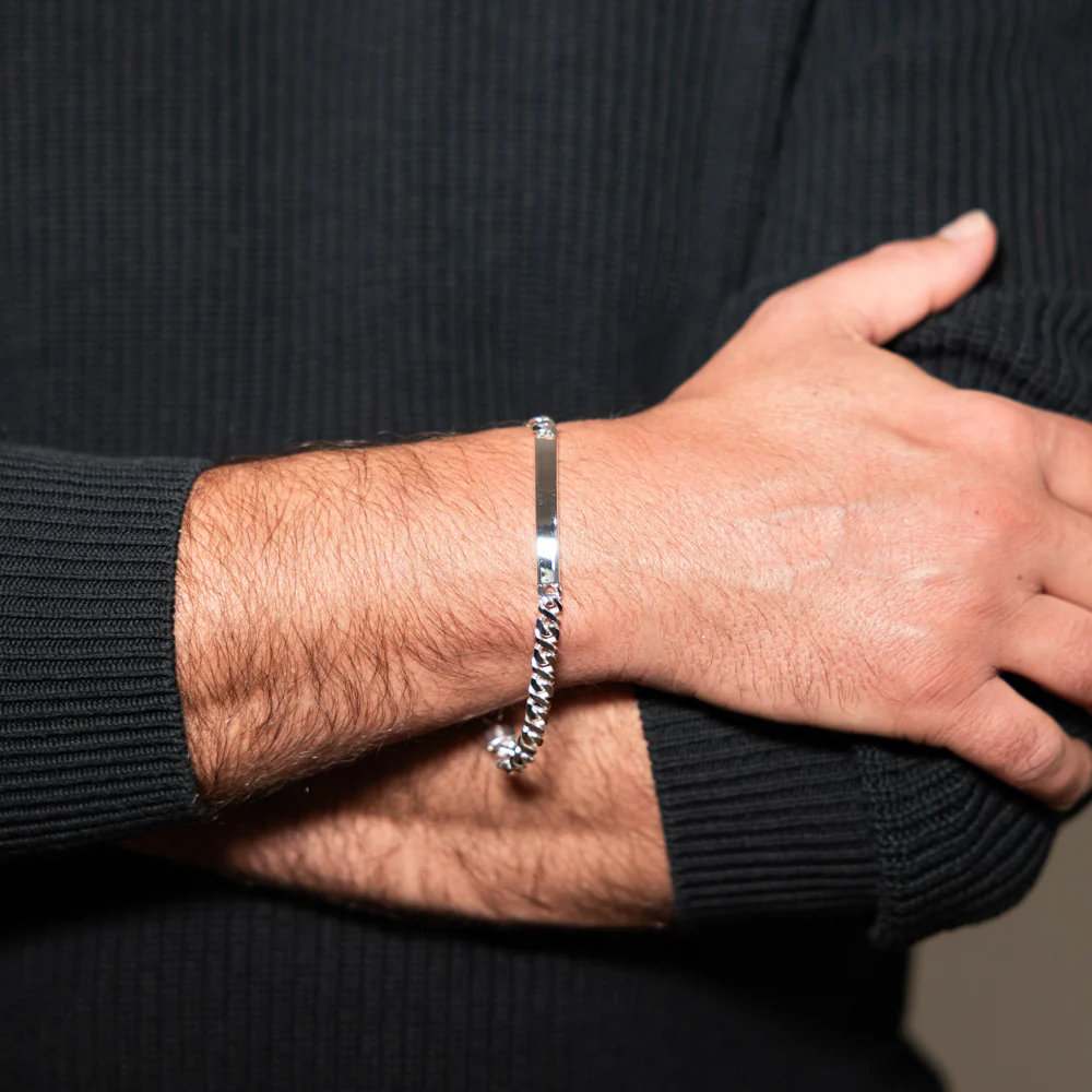 Sterling Silver Fancy ID 21cm Bracelet - Image 3