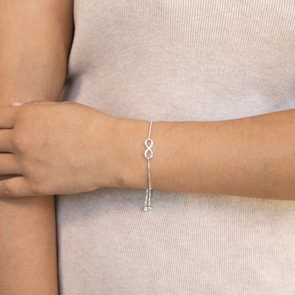 Sterling Silver Fancy Infinity Adjustable Bracelet - Image 2