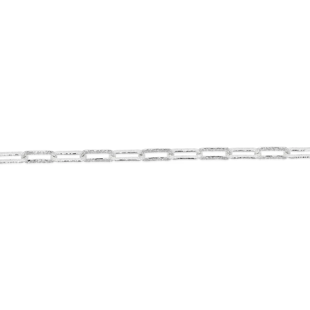 Sterling Silver Fancy Patterned Paperclip 90 Gauge 19cm Bracelet - Image 3
