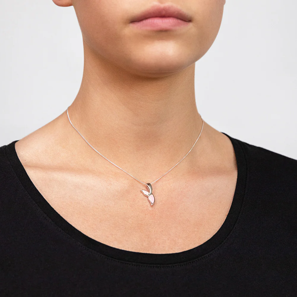 Sterling Silver Fancy Pink Whale Pendant - Image 2