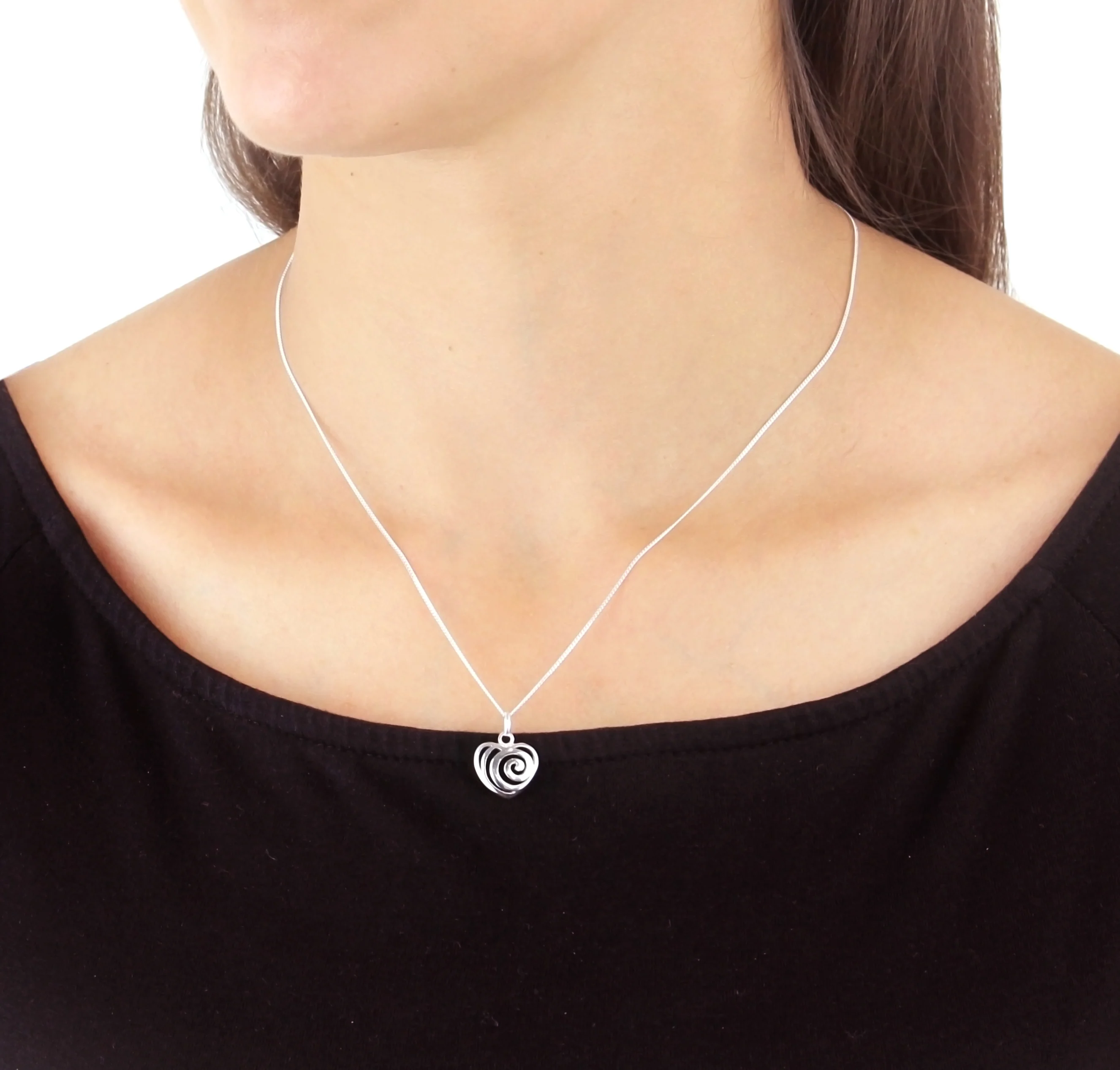 Sterling Silver Fancy Swirl Heart Pendant with 46cm Sterling Silver Chain - Image 3