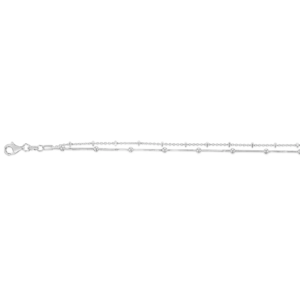 Sterling Silver Fancy Twin Chain 29cm Anklet - Image 2