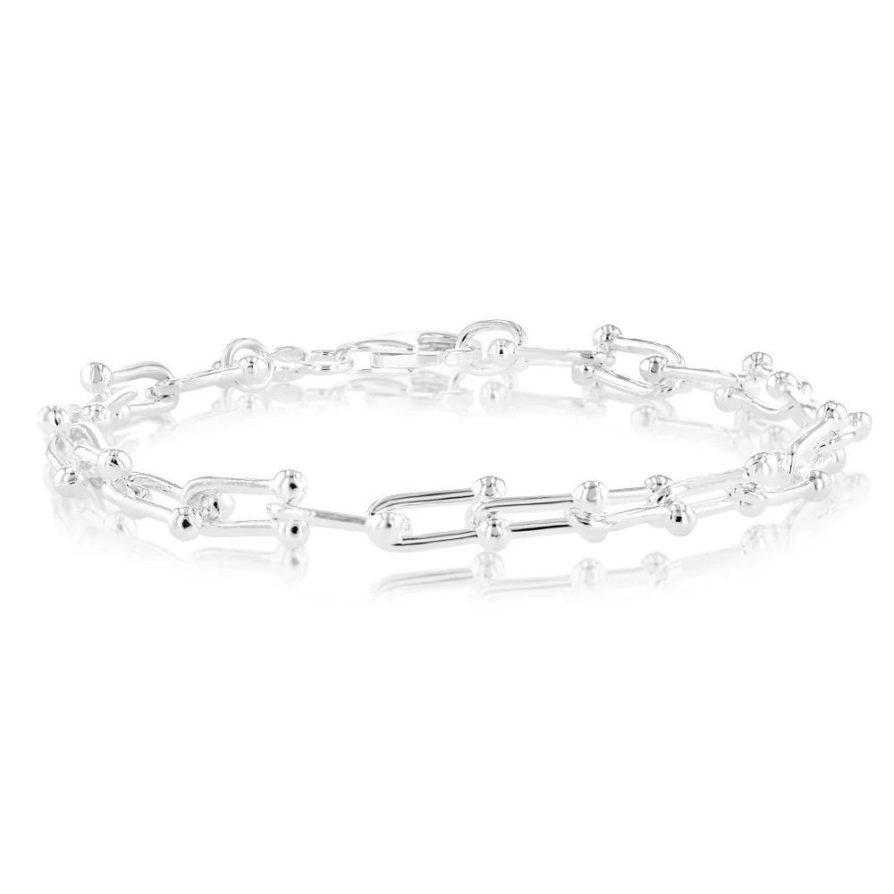 Sterling Silver Fancy U Link 19cm Bracelet - Image 2