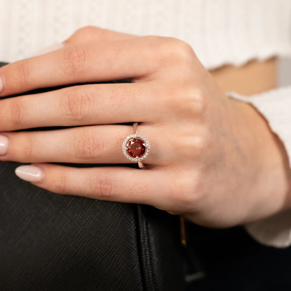 Sterling Silver Fancy White And Garnet Zirconia  Ring - Image 3
