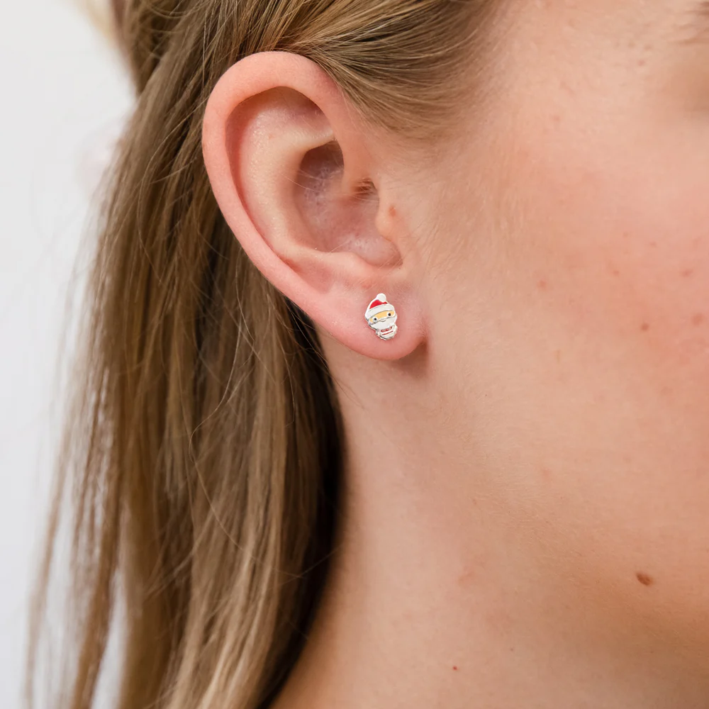 Sterling Silver Father Christmas Stud Earrings - Image 2