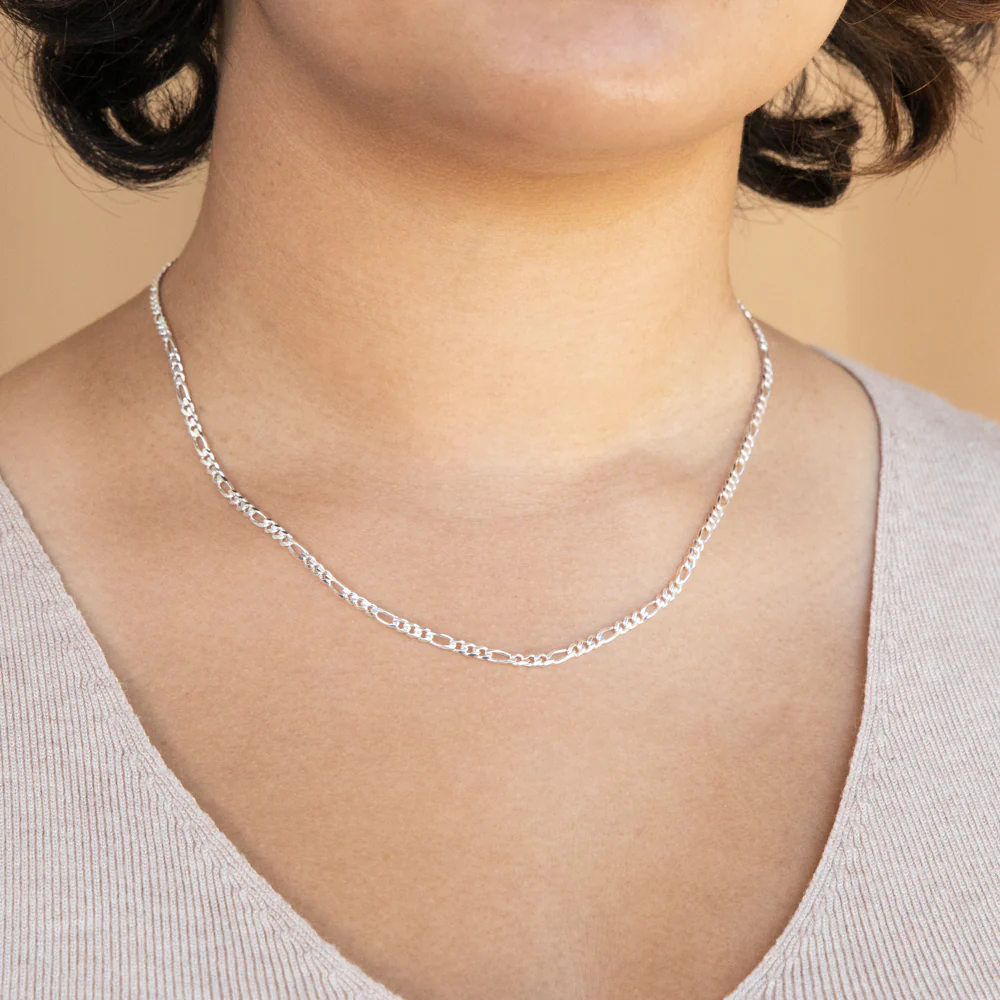 Sterling Silver Figaro 1:3 Dicut Chain 45cm - Image 3