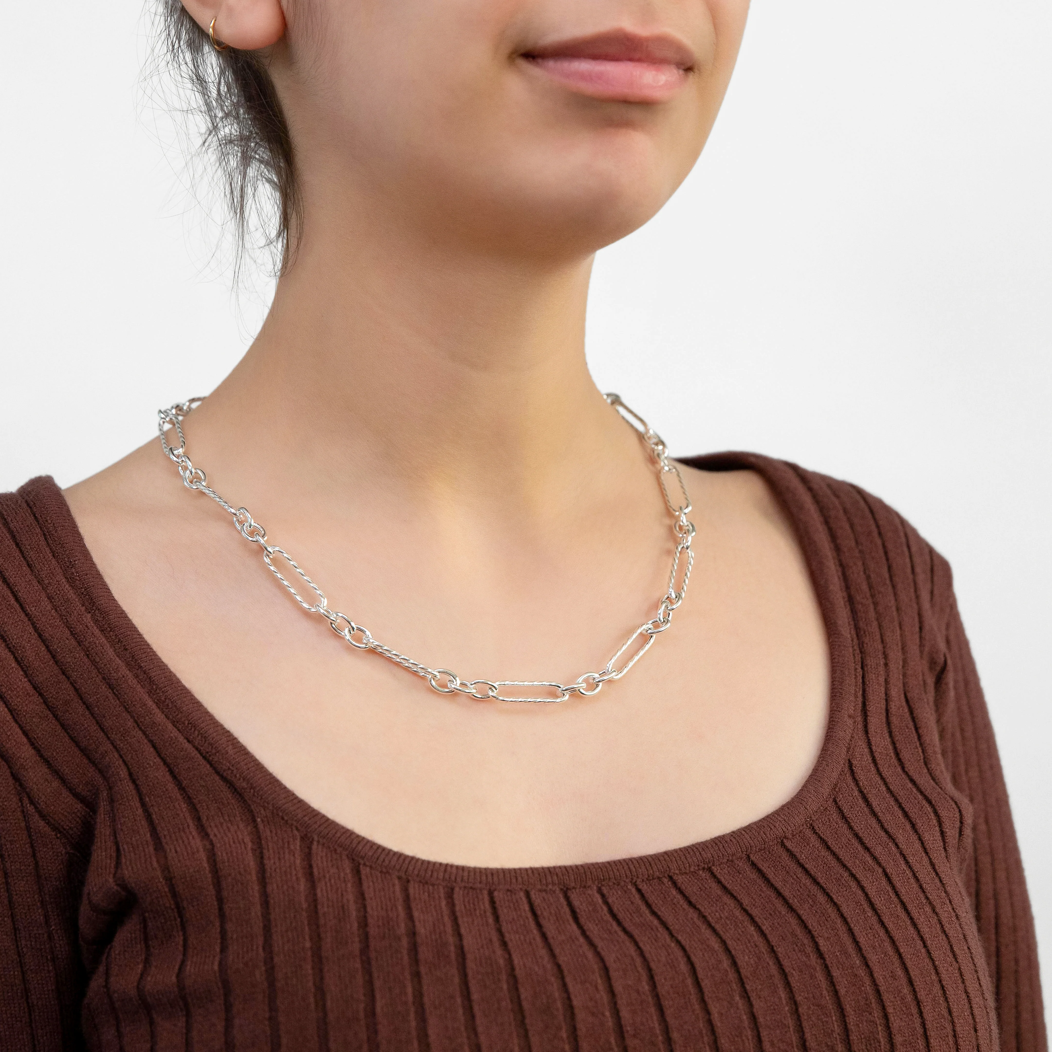 Sterling Silver Figaro Belcher With T Bar 50cm Chain - Image 2
