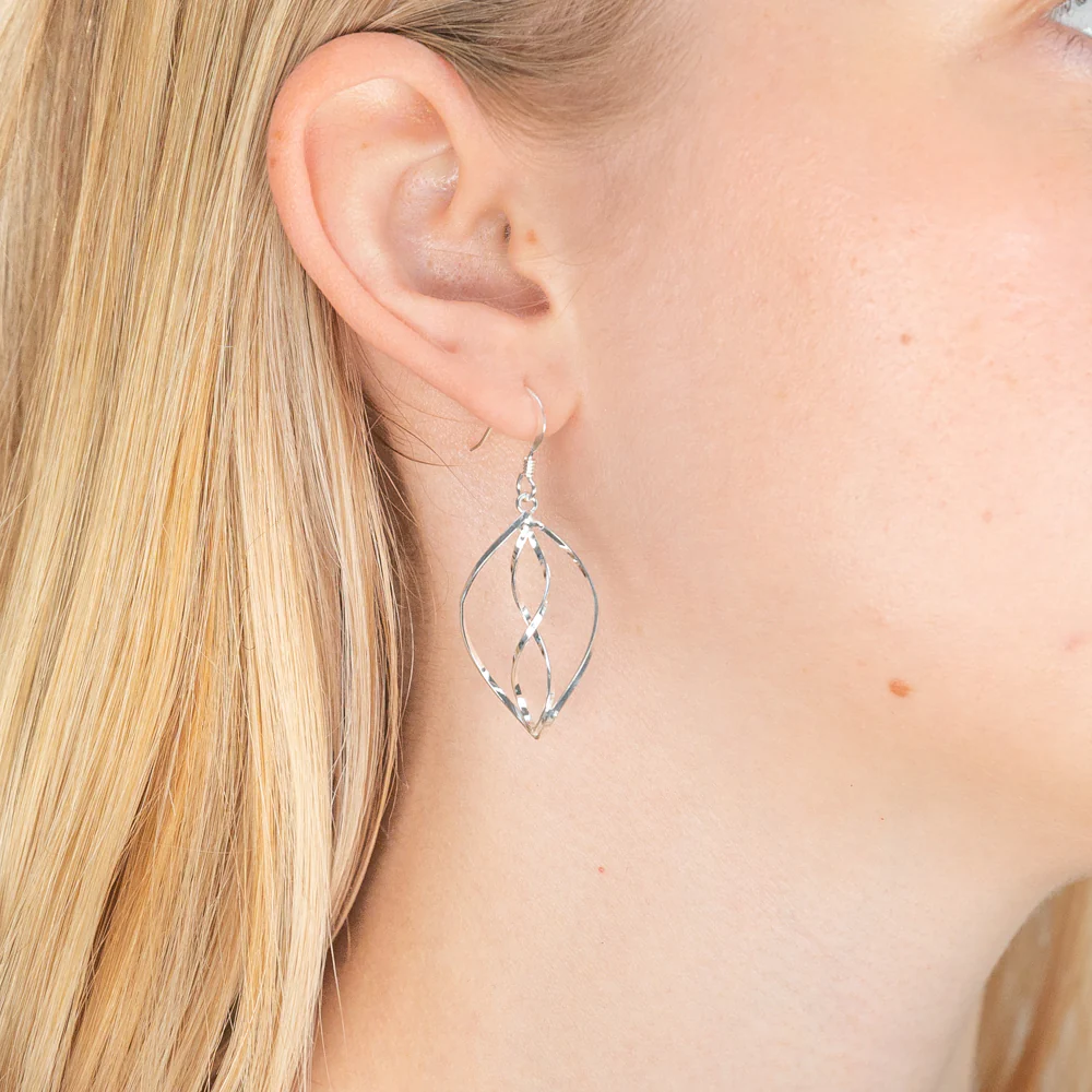 Sterling Silver Figure 8 Drop Earrings - Image 2