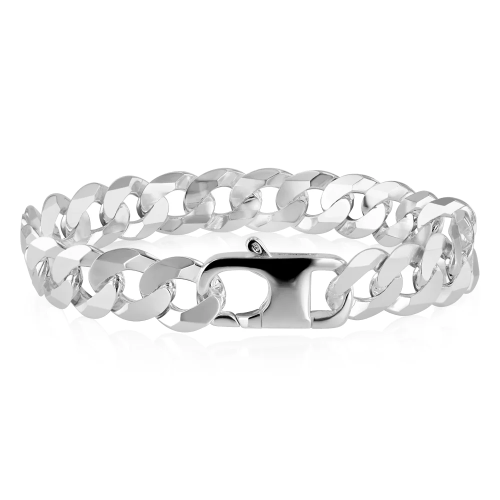 Sterling Silver Flat 300Gauge Curb 23cm Bracelet - Image 3