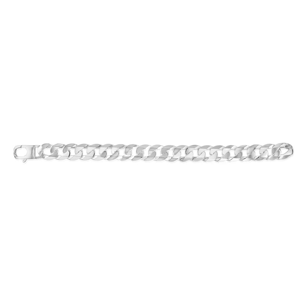 Sterling Silver Flat 350 Gauge Curb 23cm Bracelet - Image 2