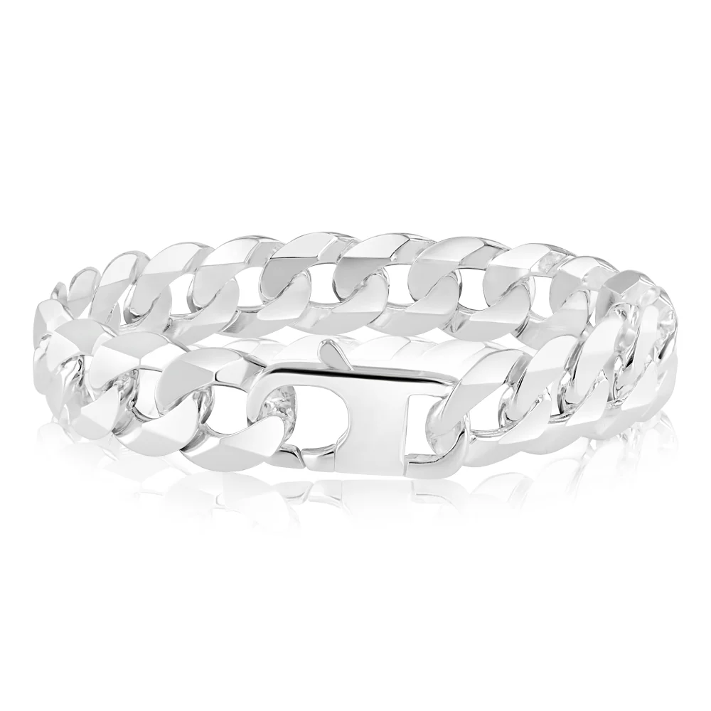 Sterling Silver Flat 350 Gauge Curb 23cm Bracelet - Image 3