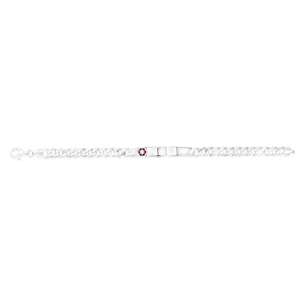 Sterling Silver Flat Curb 160 Gauge Fancy ID 19.5cm Bracelet - Image 2