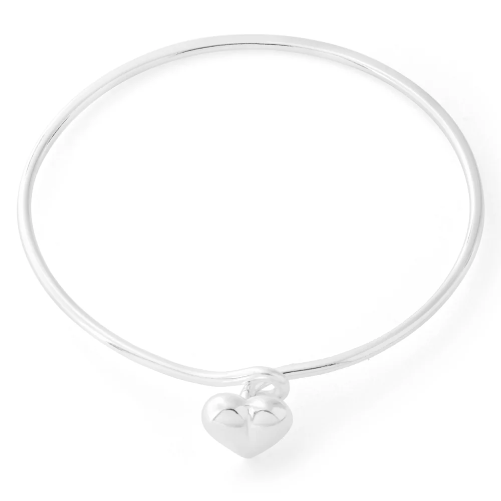 Sterling Silver Flexible Heart Baby Bangle - Image 2