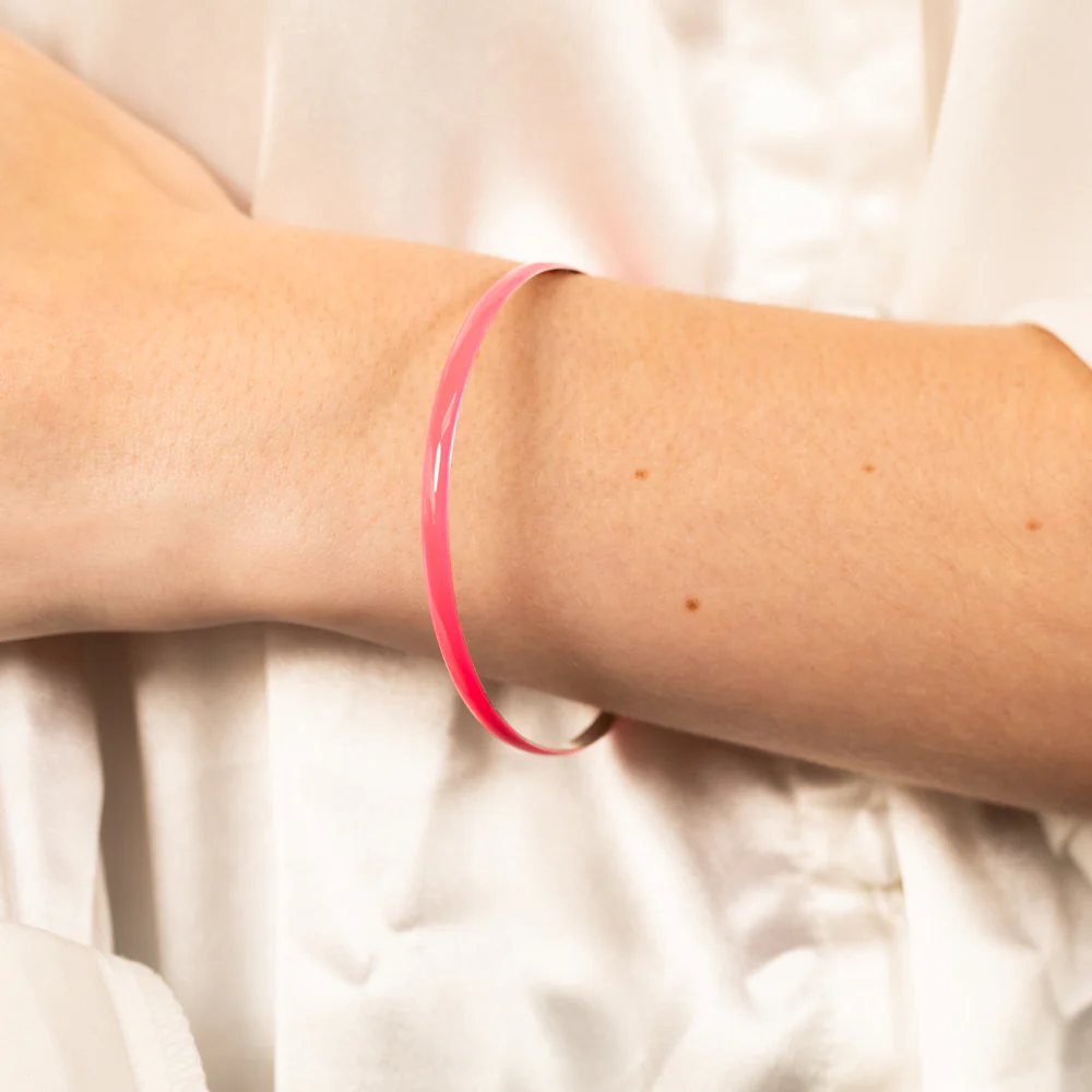 Sterling Silver Fluorescent Pink Bangle - Image 2