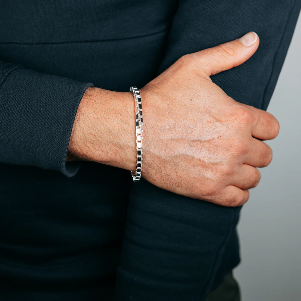 Sterling Silver Four Sides 500 Gauge Box 20cm Bracelet - Image 3