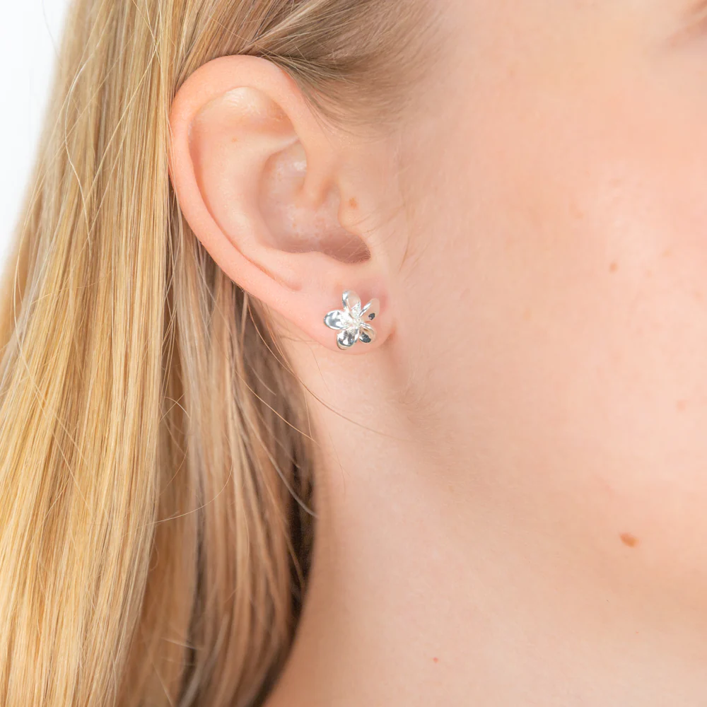 Sterling Silver Frangipani Stud Earrings - Image 2