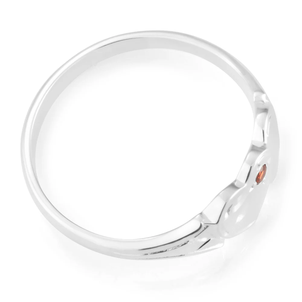 Sterling Silver Garnet 2Heart Signet Ring Size H - Image 2