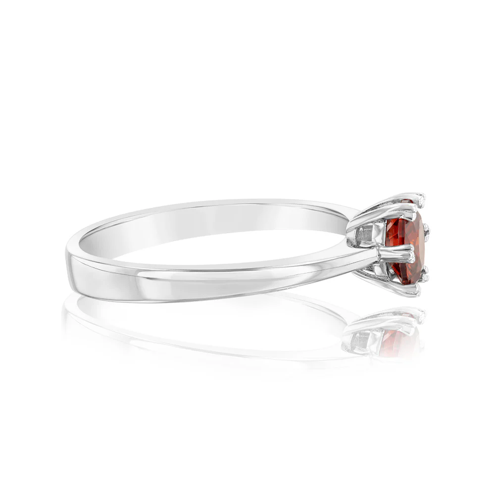 Sterling Silver Garnet Coloured Cubic Zirconia 6 Claw Ring - Image 2