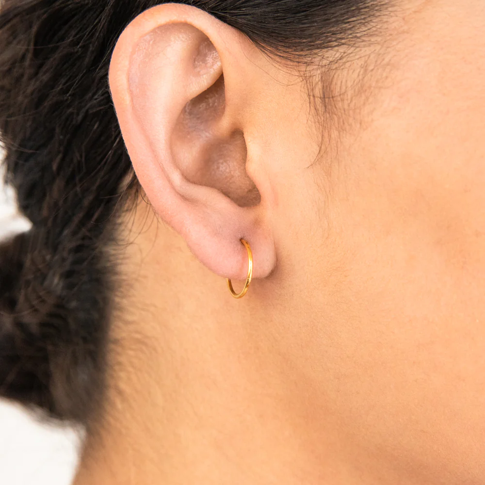 Sterling Silver Gold Plated 10mm Sleeper Earrings - Image 2