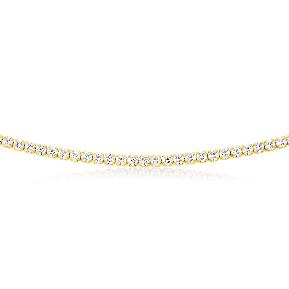 Sterling Silver Gold Plated 3mm Cubic Zirconia 45cm Tennis Chain - Image 2