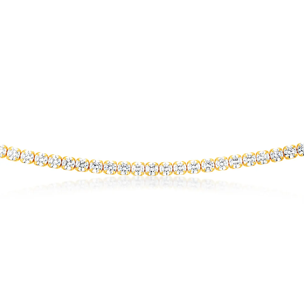 Sterling Silver Gold Plated 3mm Cubic Zirconia Tennis 50cm Chain - Image 2