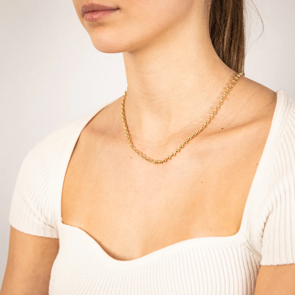 Sterling Silver Gold Plated 45cm Ball Chain - Image 3