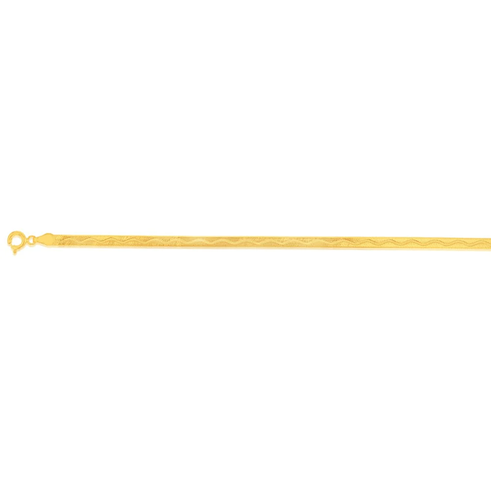 Sterling Silver Gold Plated 4mm Herringbone 19cm Bracelet - Image 2