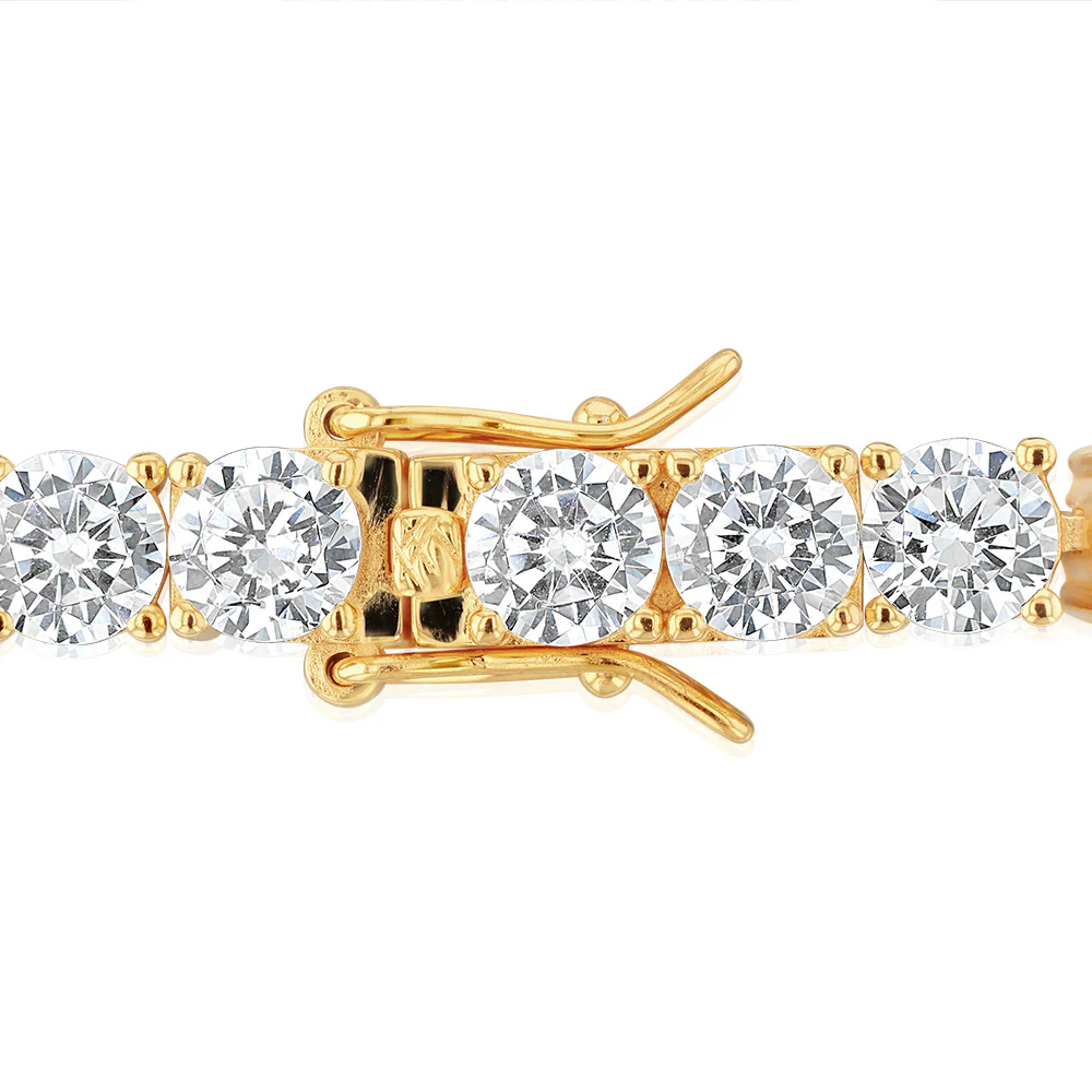 Sterling Silver Gold Plated 5mm Cubic Zirconia Tennis 19cm Bracelet - Image 3