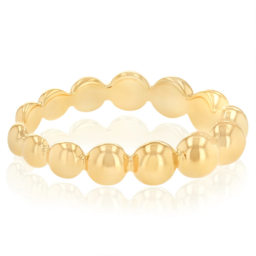 Sterling Silver Gold Plated Beaded Open Ring - Image 2