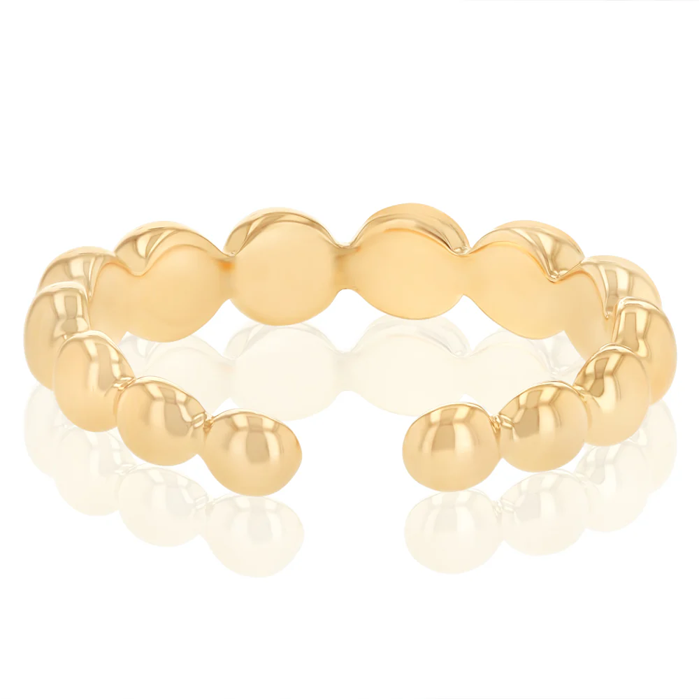Sterling Silver Gold Plated Beaded Open Ring - Image 3