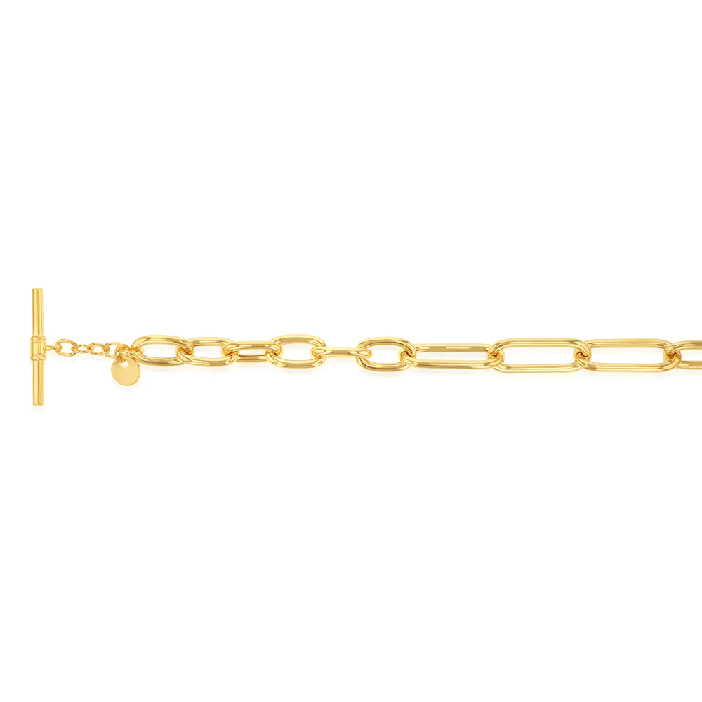 Sterling Silver Gold Plated Belcher Links T Bar Clasp 19cm Bracelet - Image 2