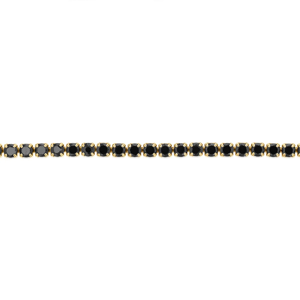 Sterling Silver Gold Plated Black Cubic Zirconia Adjustable Bracelet - Image 2
