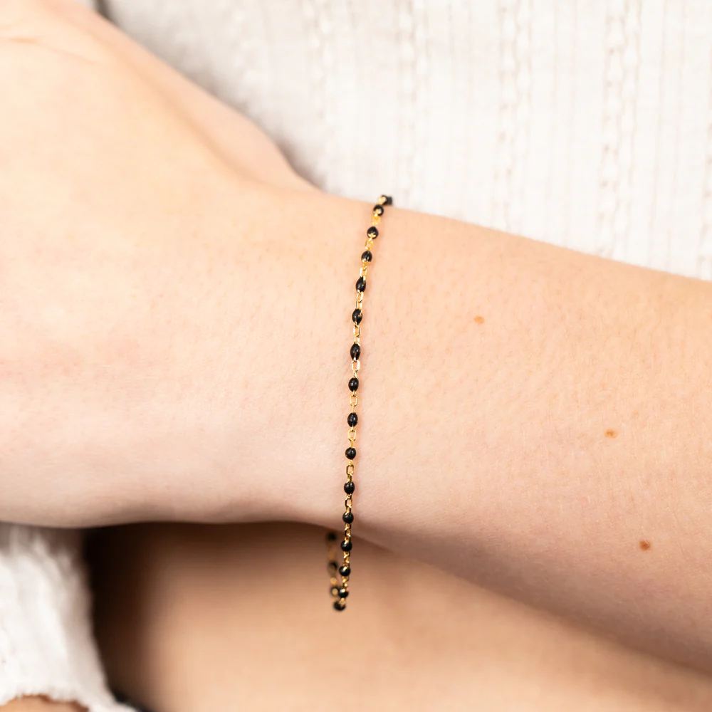 Sterling Silver Gold Plated Black Enamel Fancy 17+3cm Bracelet - Image 3
