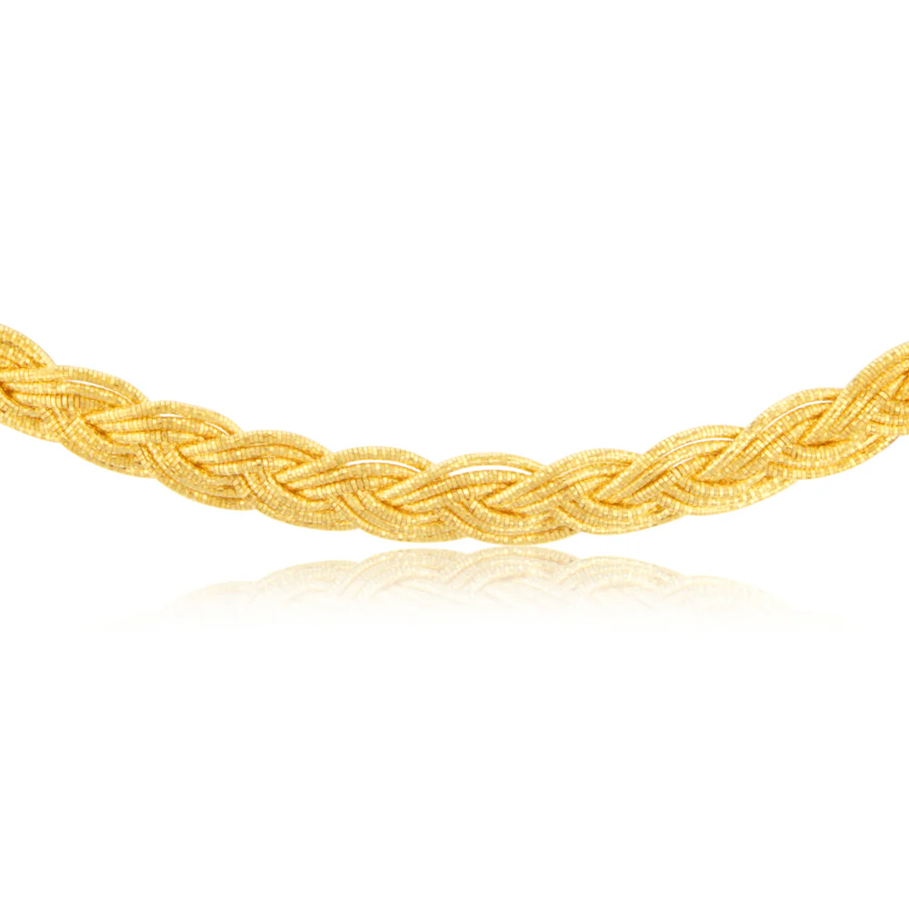 Sterling Silver Gold Plated Braided Broad 45cm Chain - Image 2