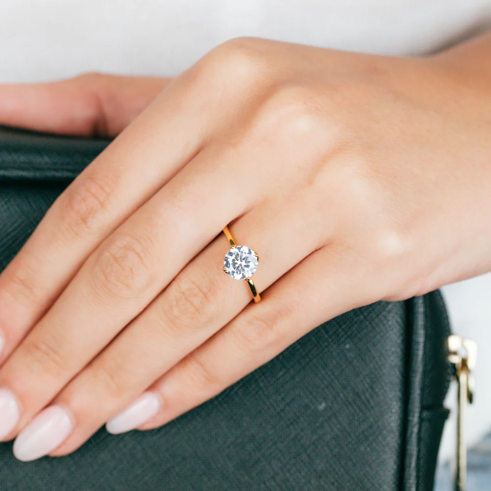 Sterling Silver Gold Plated Brilliant Cut White Zirconia Ring - Image 3