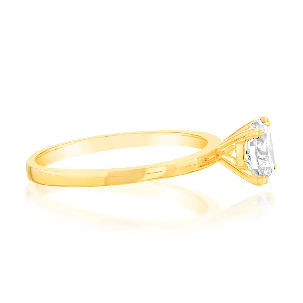 Sterling Silver Gold Plated Brilliant Cut White Zirconia Ring - Image 2