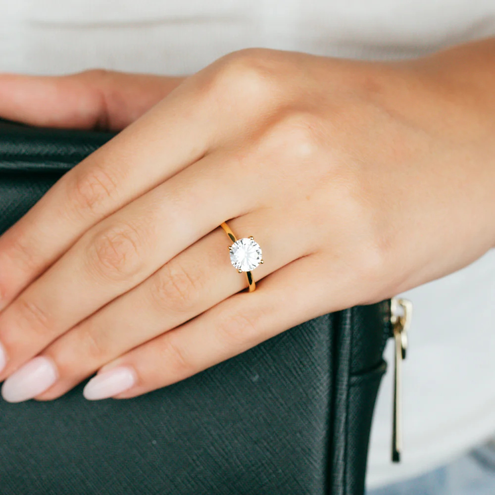 Sterling Silver Gold Plated Brilliant Cut White Zirconia Ring - Image 3