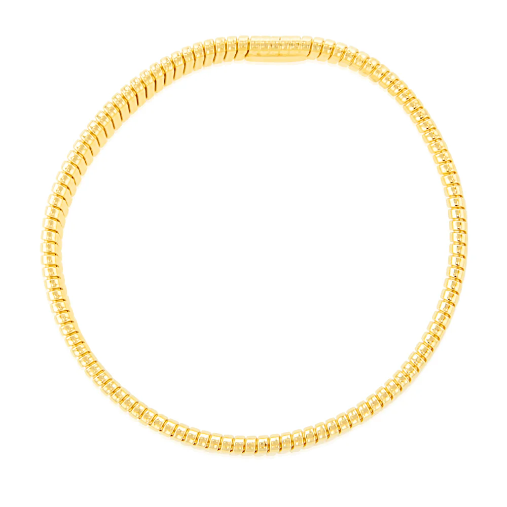 Sterling Silver Gold Plated Broad Ribbed 68mm Bangle - Image 2