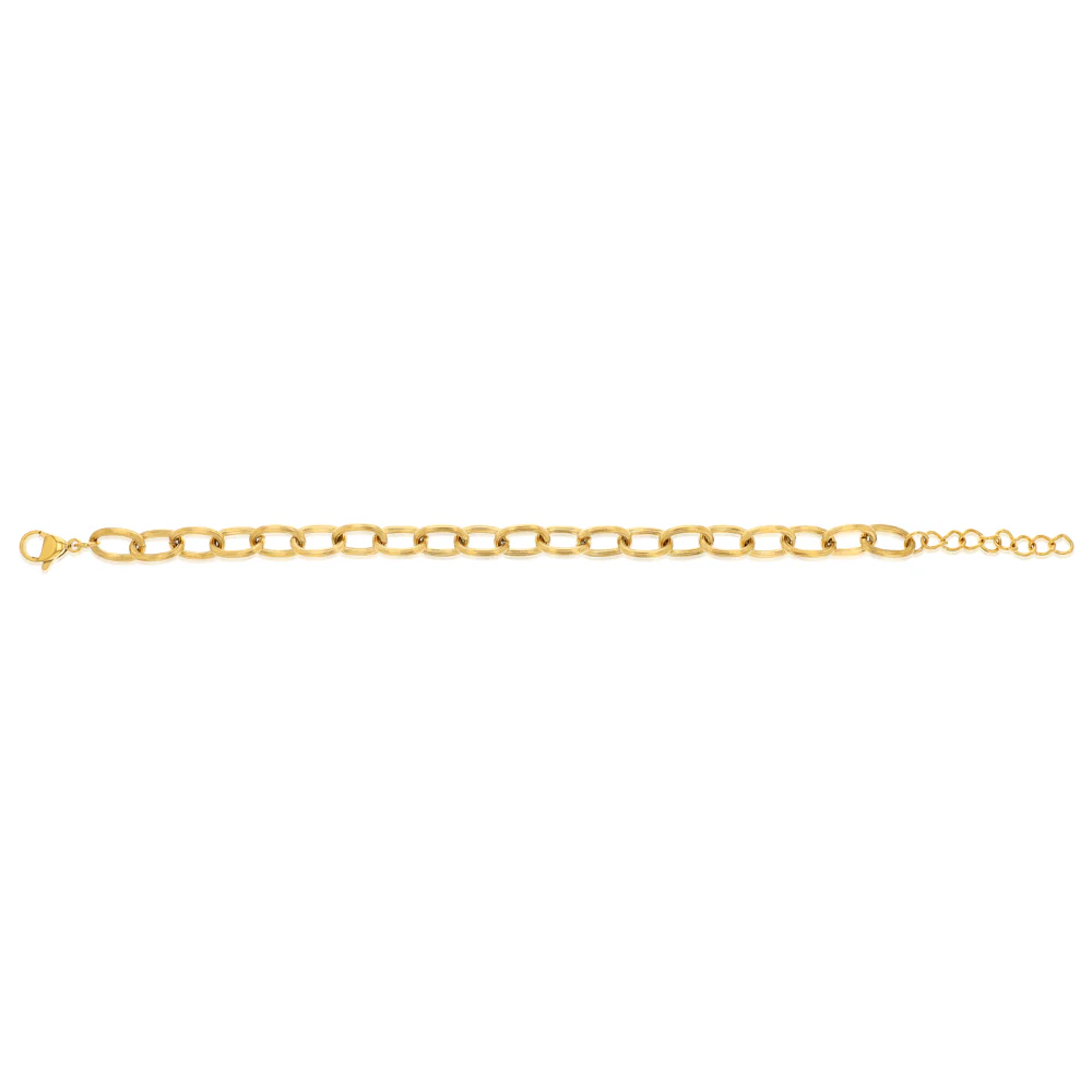 Sterling Silver Gold Plated Chunky 7mm Link 16.5+3cm Bracelet - Image 2