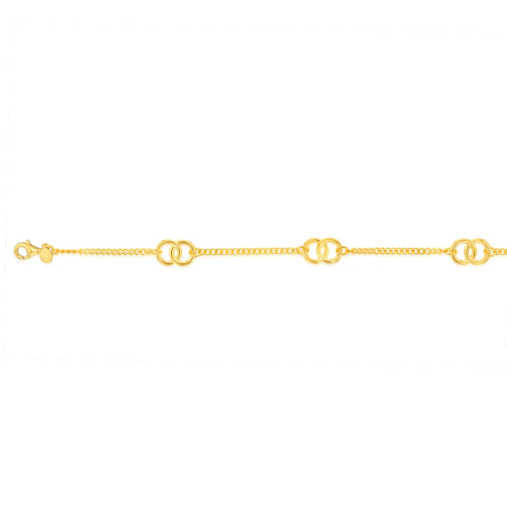 Sterling Silver Gold Plated Connected Circle 20cm Bracelet - Image 2