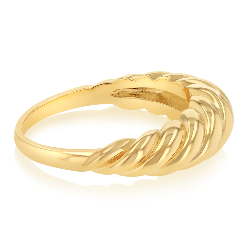Sterling Silver Gold Plated Croissant Dome Ring - Image 2