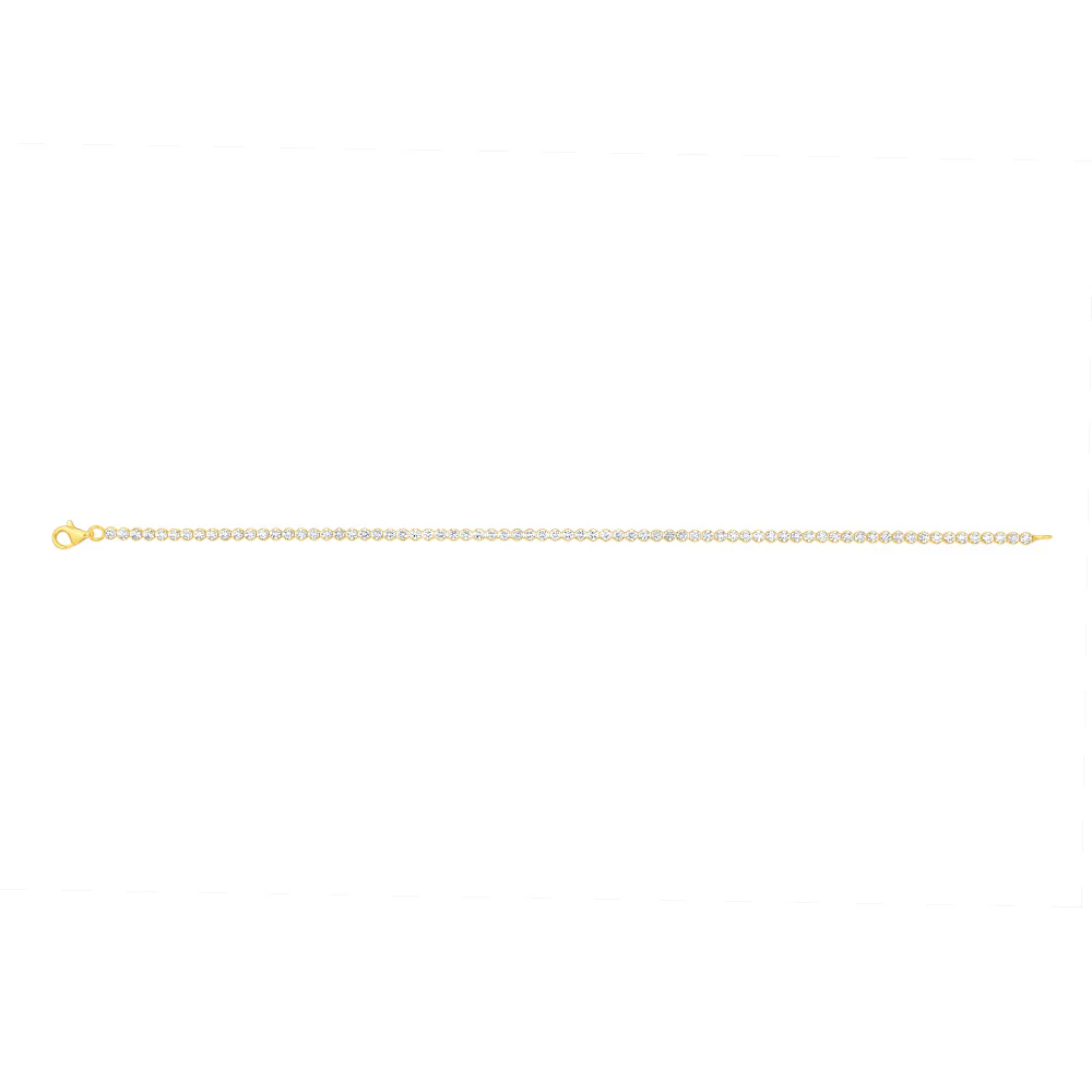 Sterling Silver Gold Plated Cubic Zirconia 2.5mm Tennis 19cm Bracelet - Image 2