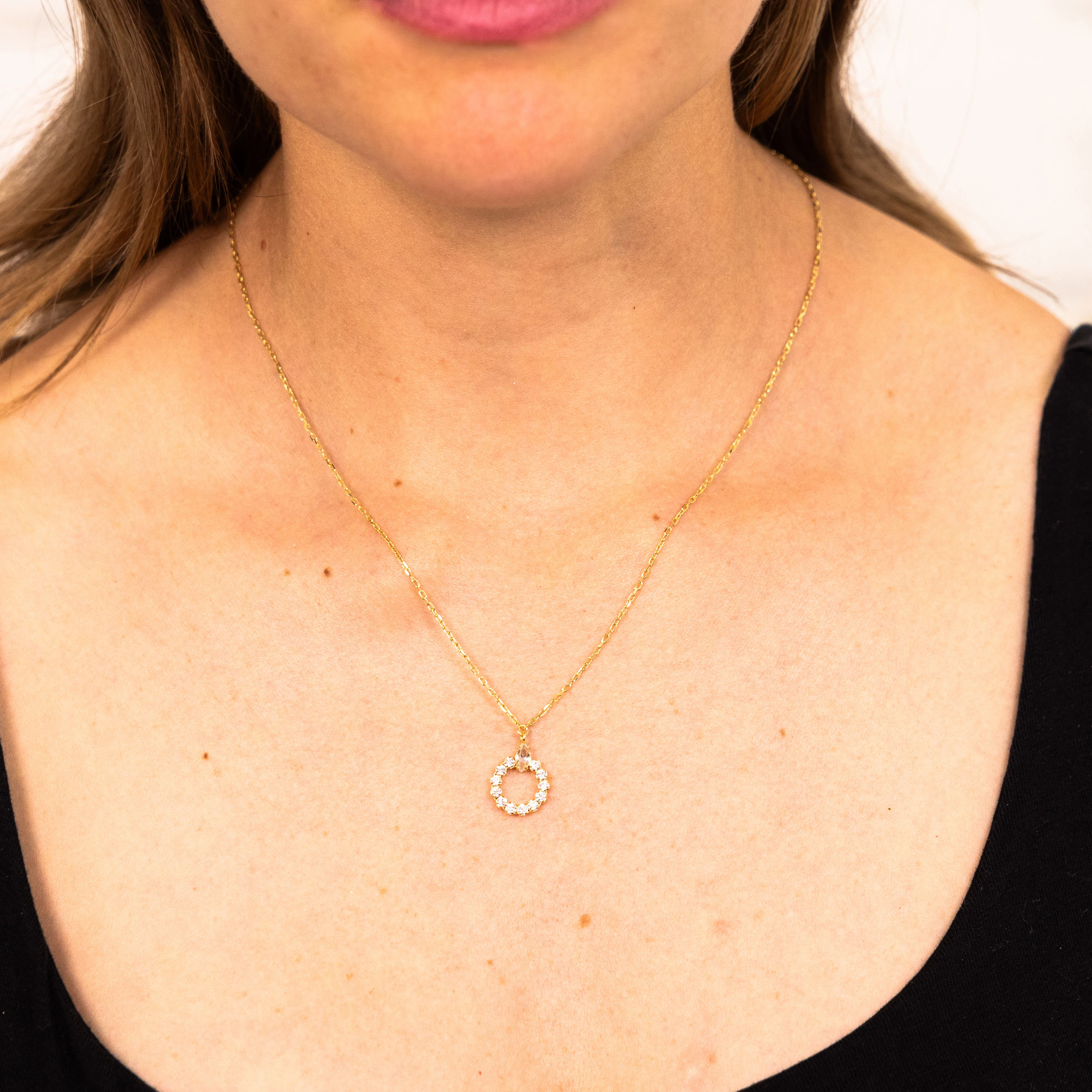 Sterling Silver Gold Plated Cubic Zirconia Circle Of Life Pendant On 42+3cm Chain - Image 2