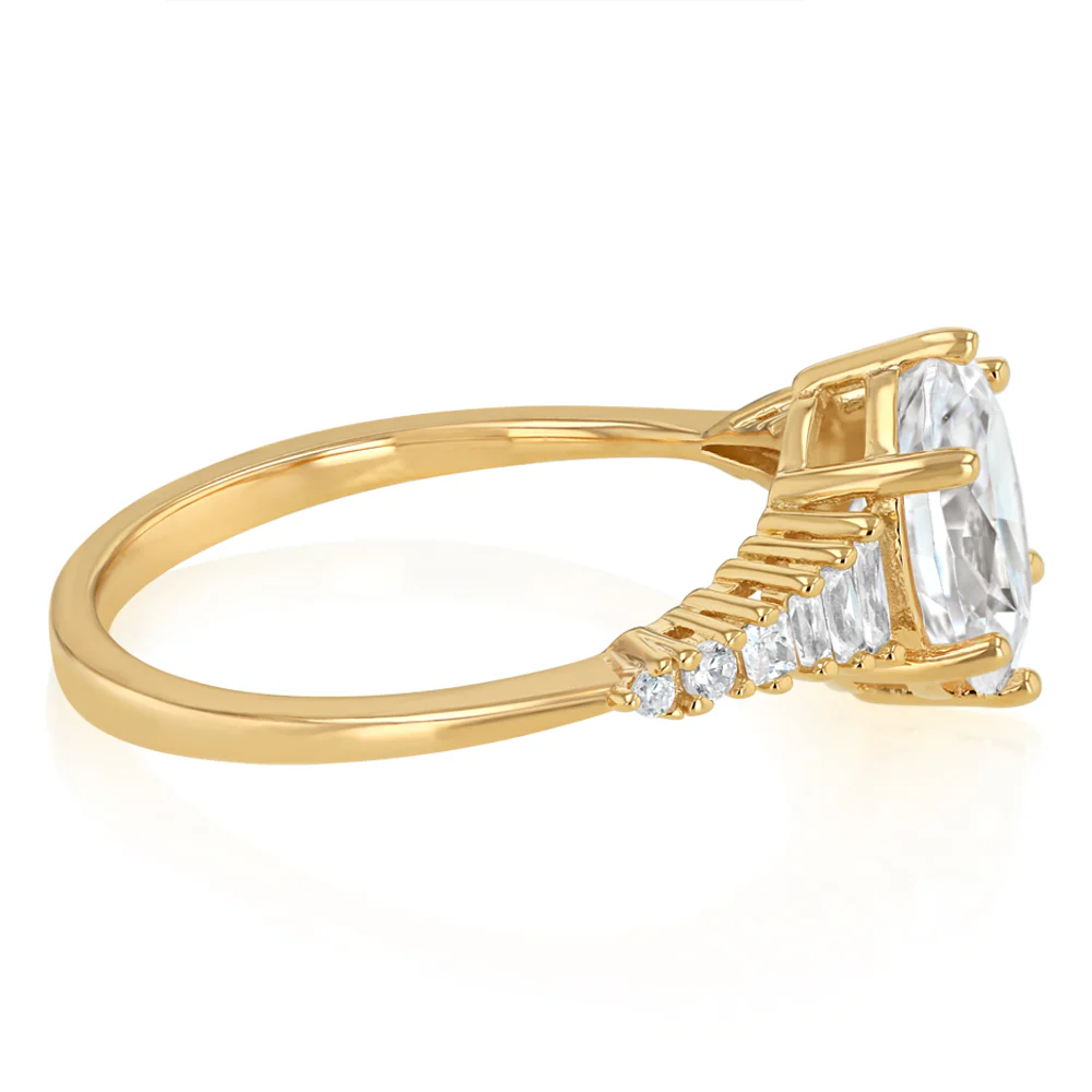 Sterling Silver Gold Plated Cubic Zirconia Fancy Ring - Image 2