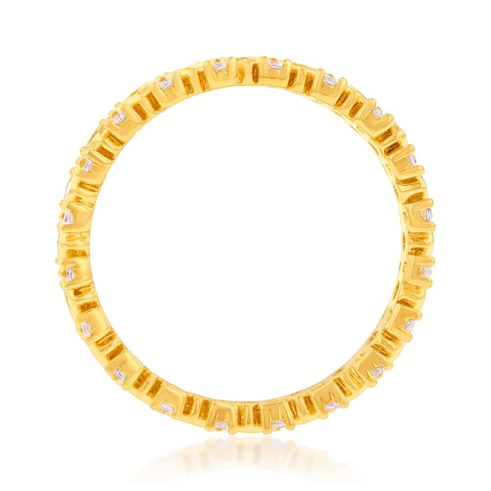 Sterling Silver Gold Plated Cubic Zirconia On Fancy Band Ring - Image 2