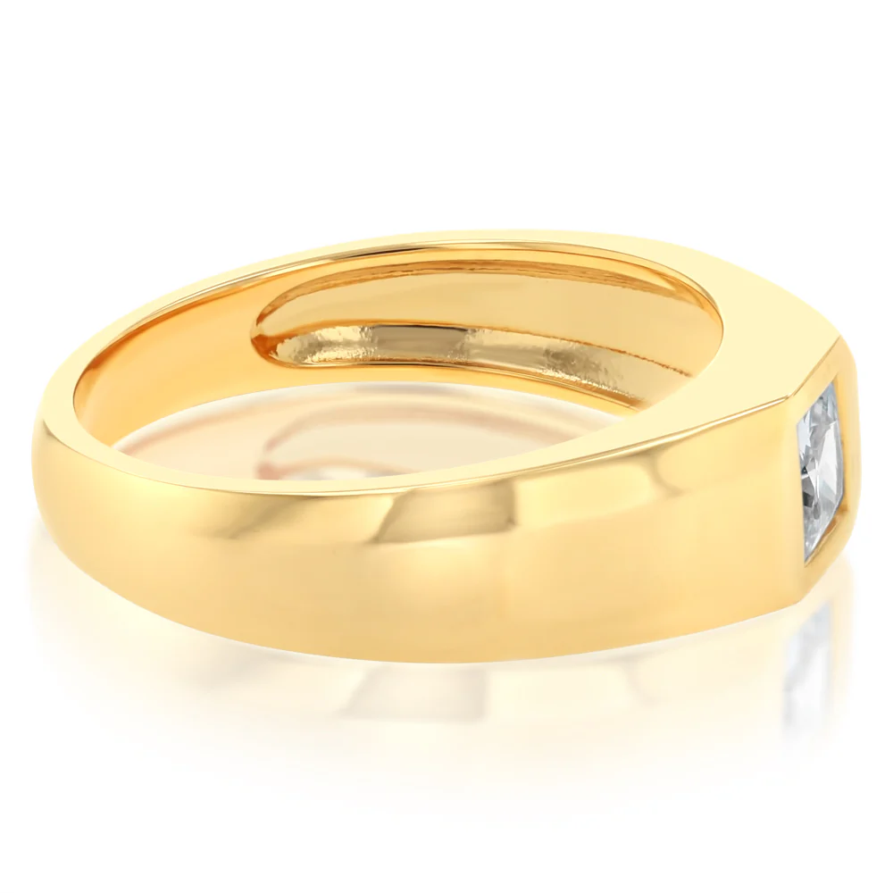 Sterling Silver Gold Plated Cubic Zirconia Signet Ring - Image 2