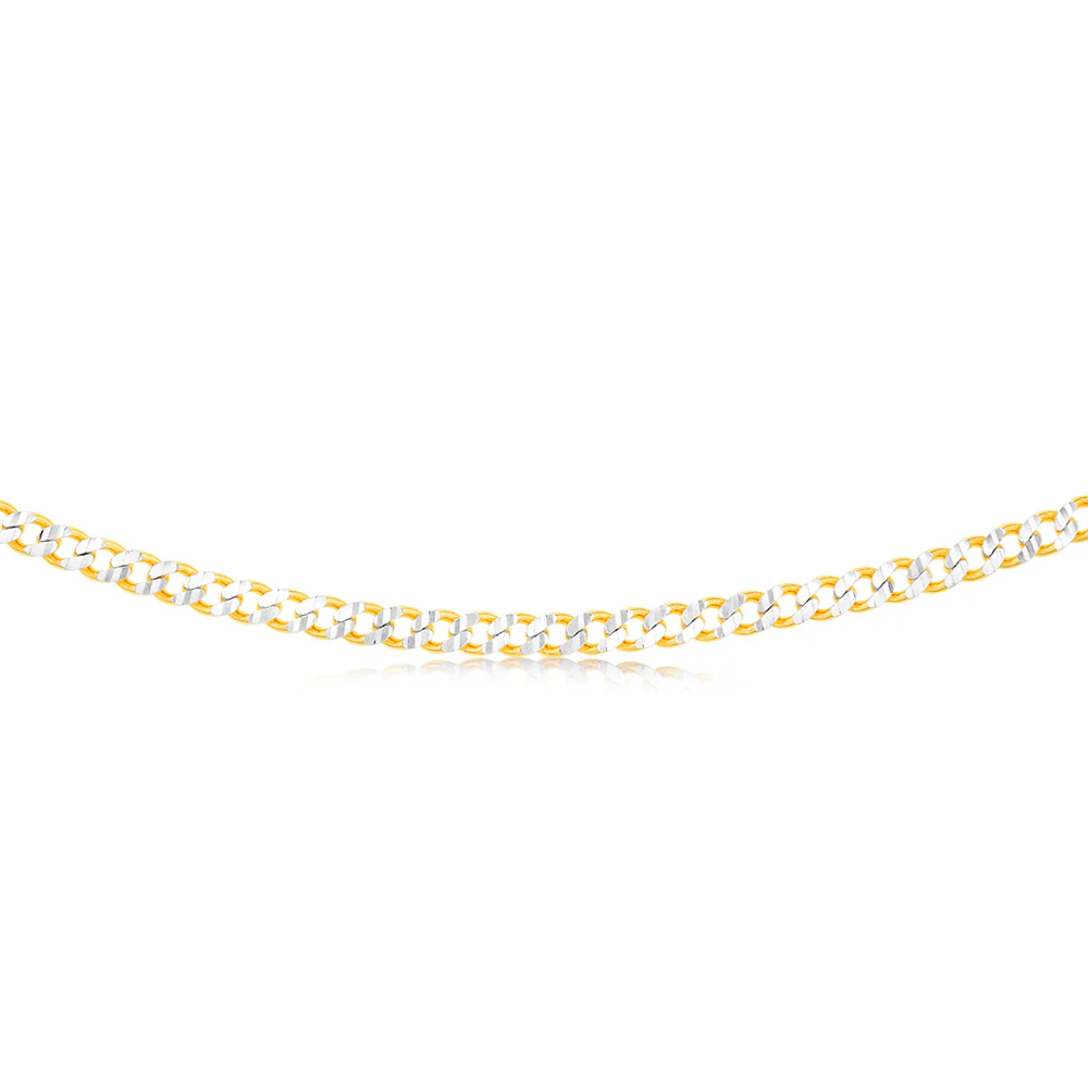 Sterling Silver Gold Plated Curb 150Gauge 50cm Chain - Image 2
