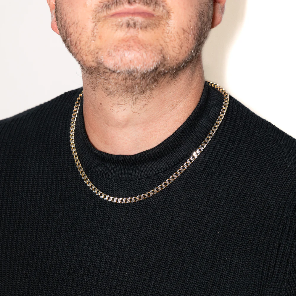 Sterling Silver Gold Plated Curb 150Gauge 50cm Chain - Image 3