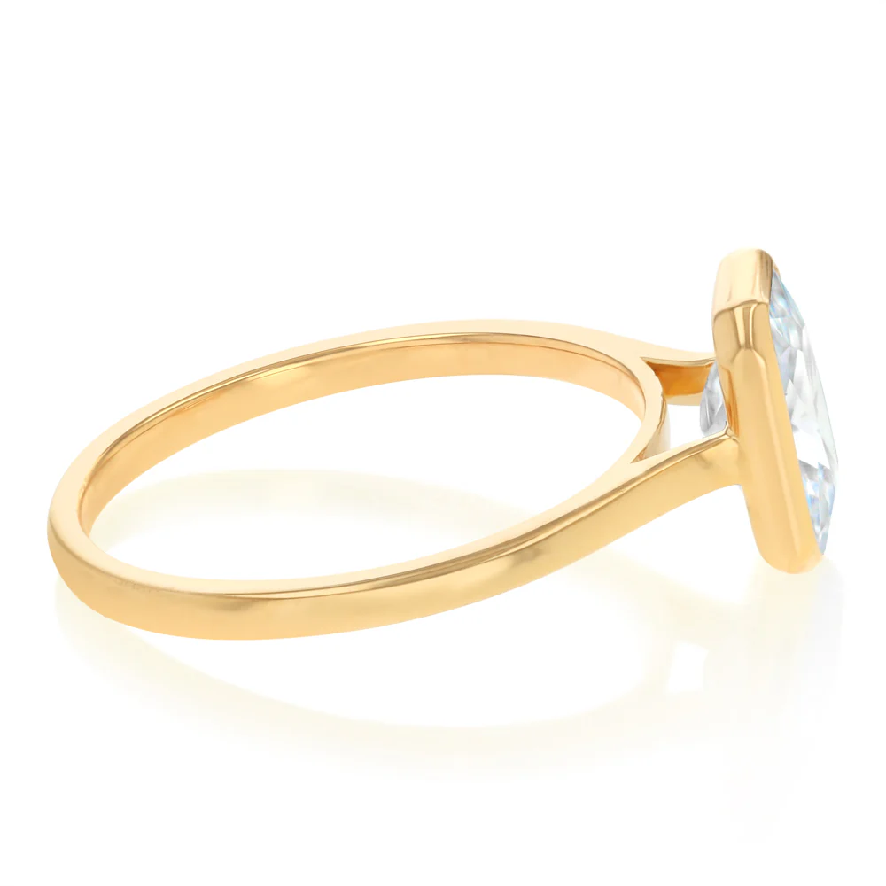 Sterling Silver Gold Plated CZ Cushion Cut Ring - Image 2